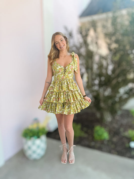 Kiwi Floral Corset Mini Dress