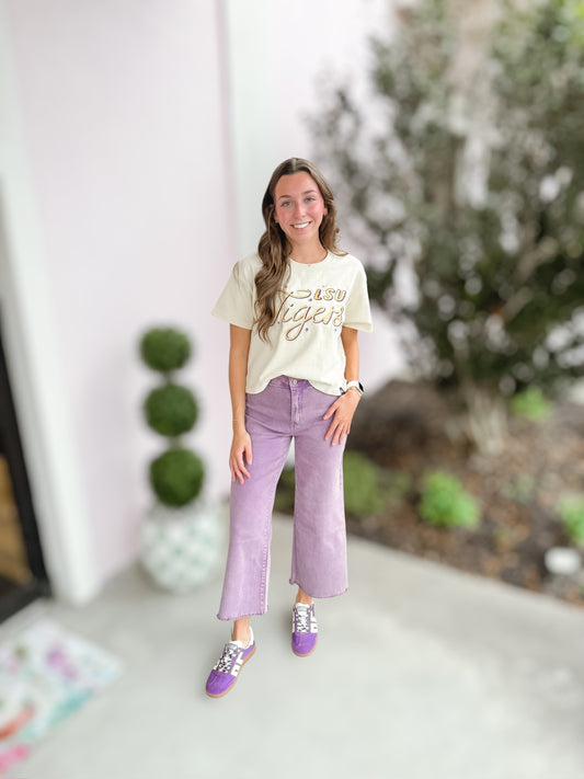 Keep Me Straight Plum Acid Washed Straight Pants