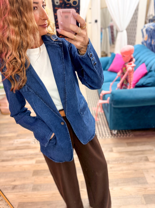 Medium Denim Business Blazer