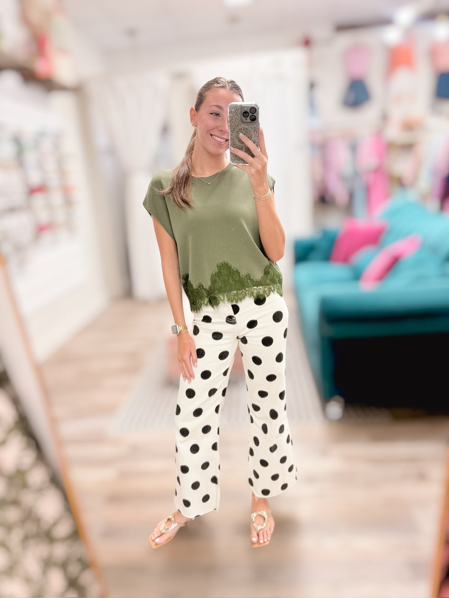 Olive Lace & Grace Top