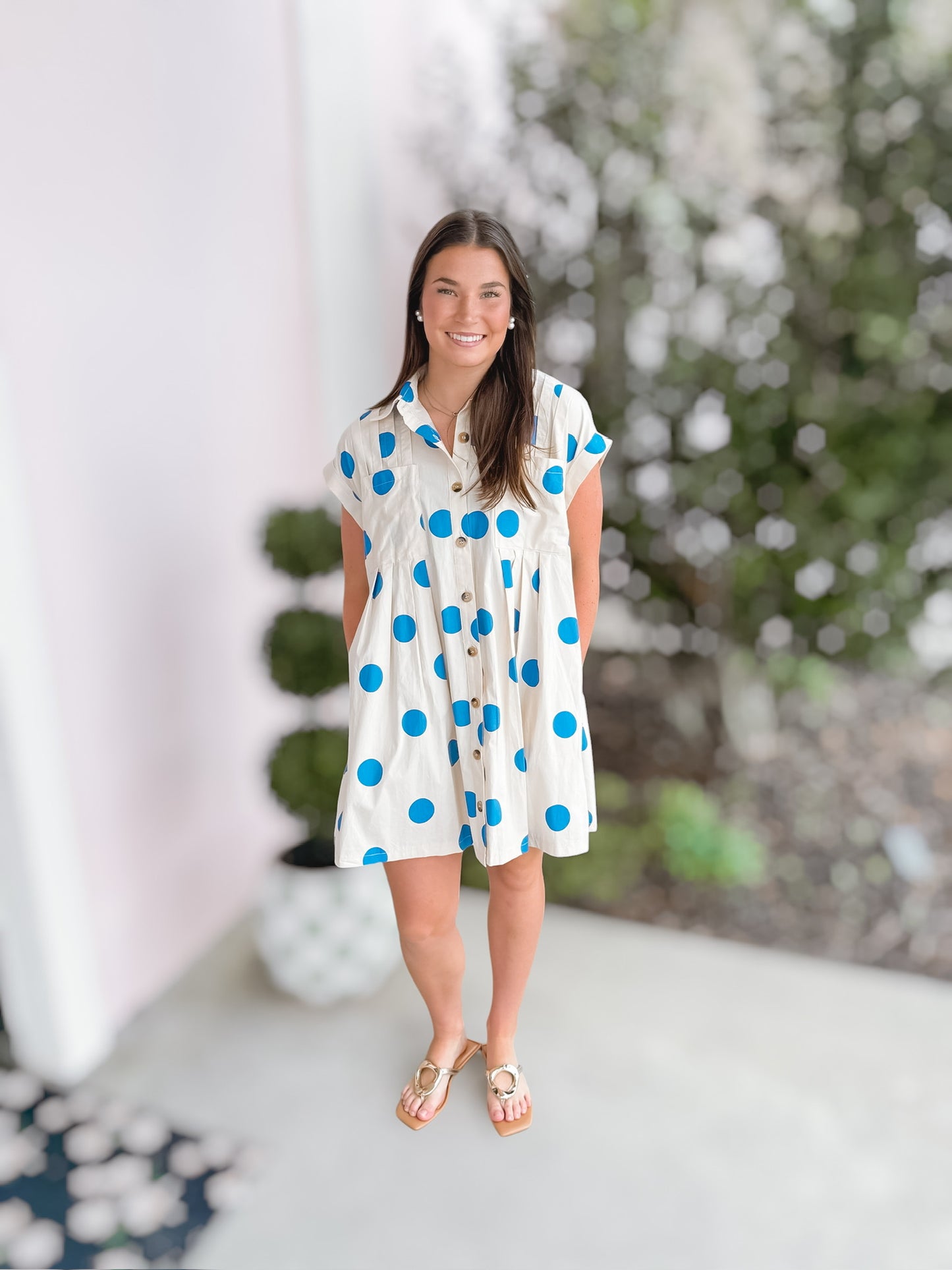 Royal Polka Dot Poplin Mini Dress