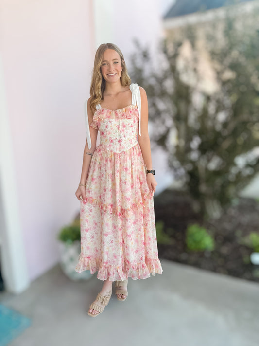 Sweet & Sunny Floral Printed Midi Dress
