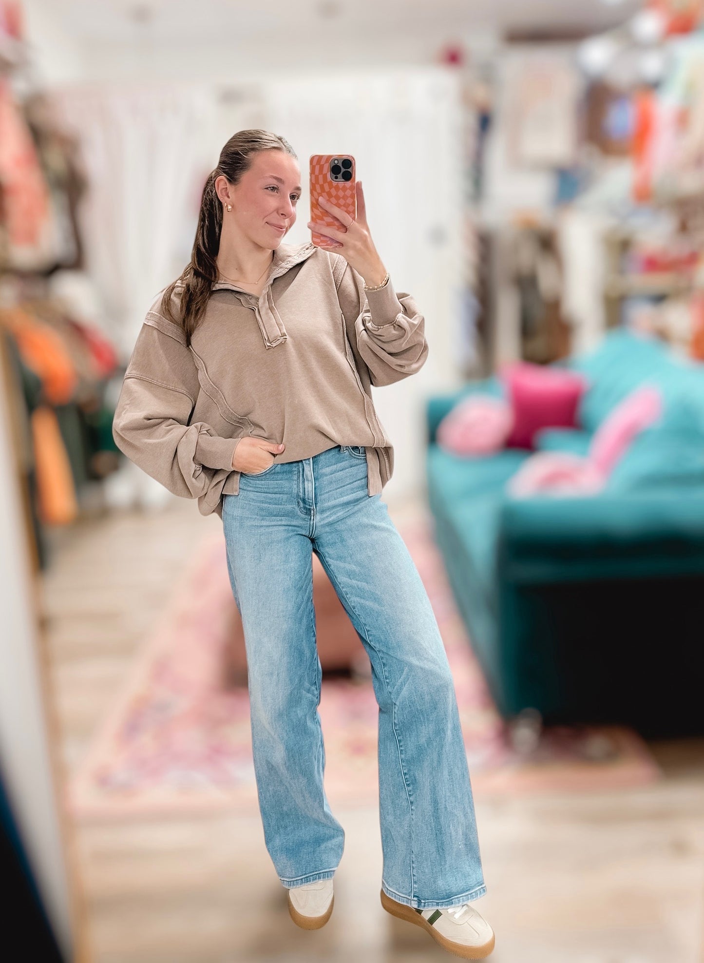 Mocha Henley Sweatshirt