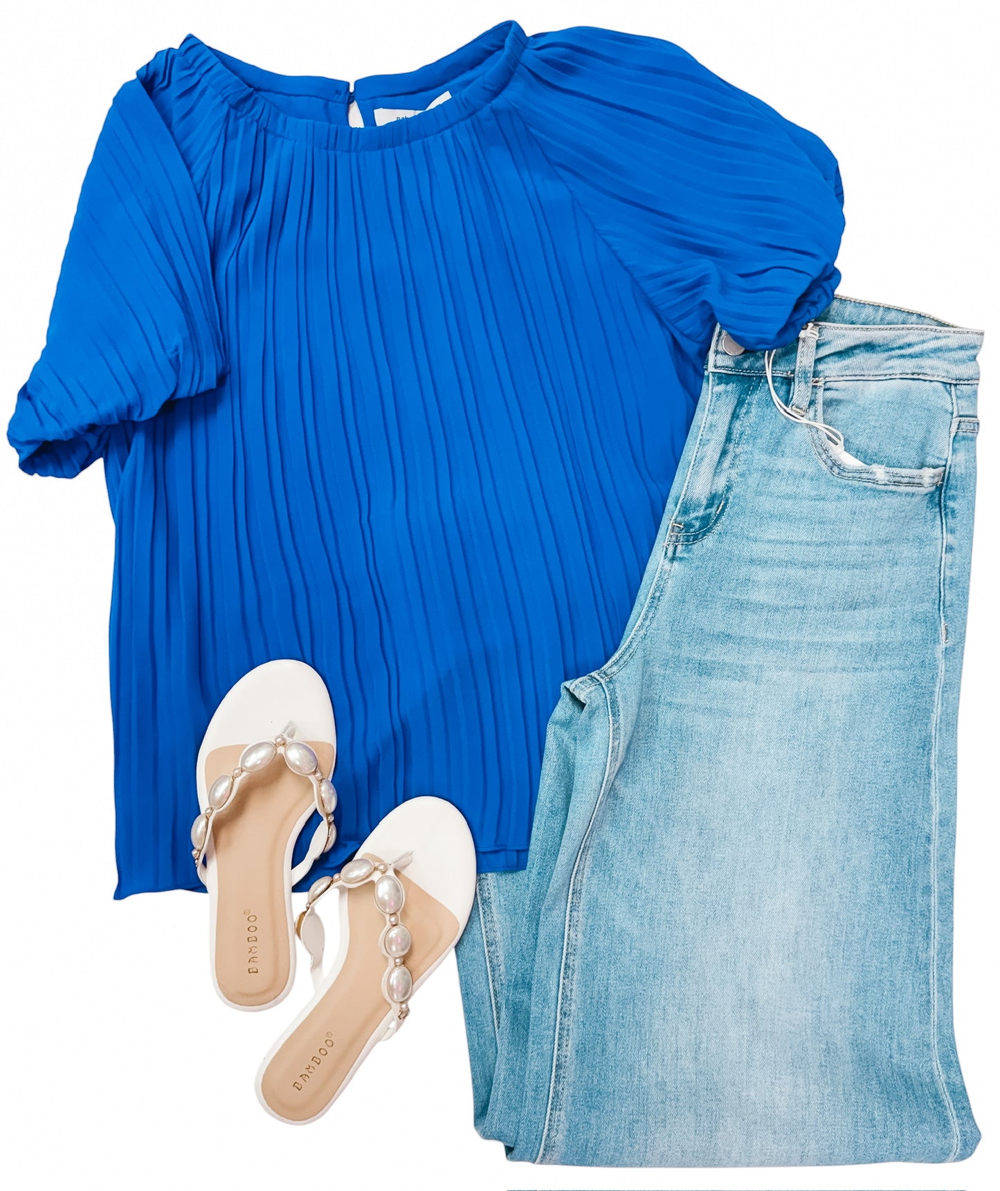 Ocean Blues Bubble Sleeve Blouse