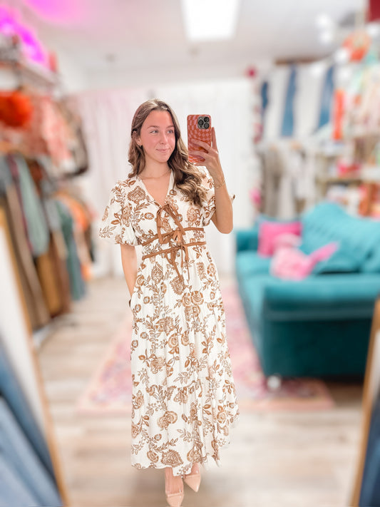 Floral For Fall Brown Dress