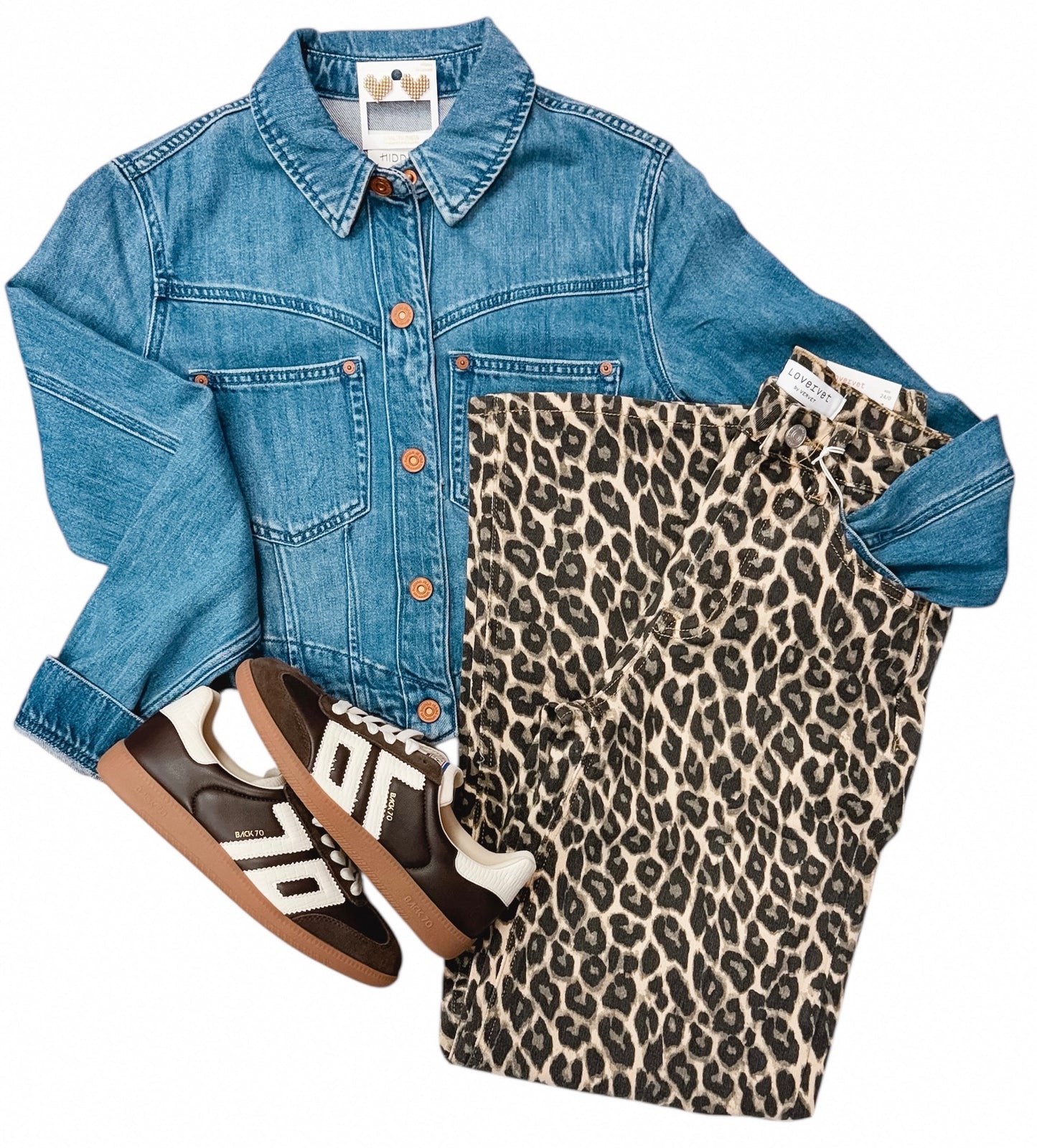 Leopard High Rise Wide Leg Denim
