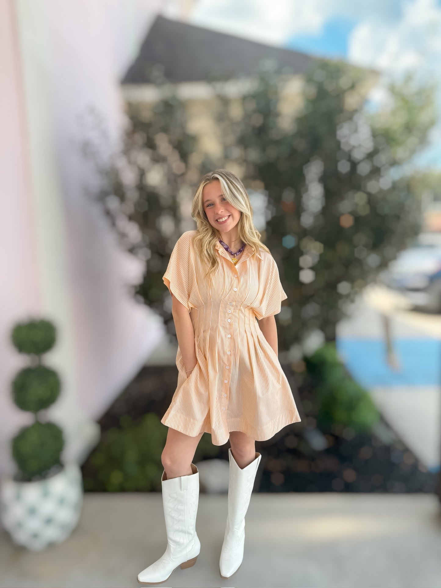 Flatter Me Yellow Striped Dress