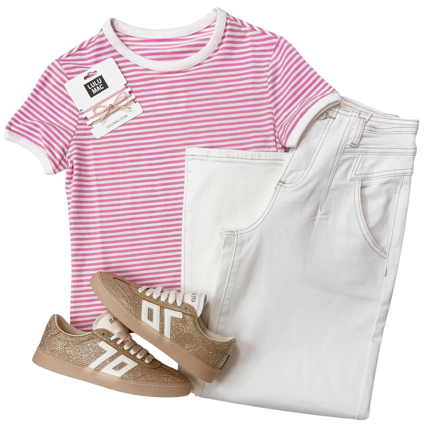 Striped Ringer Tee Pink