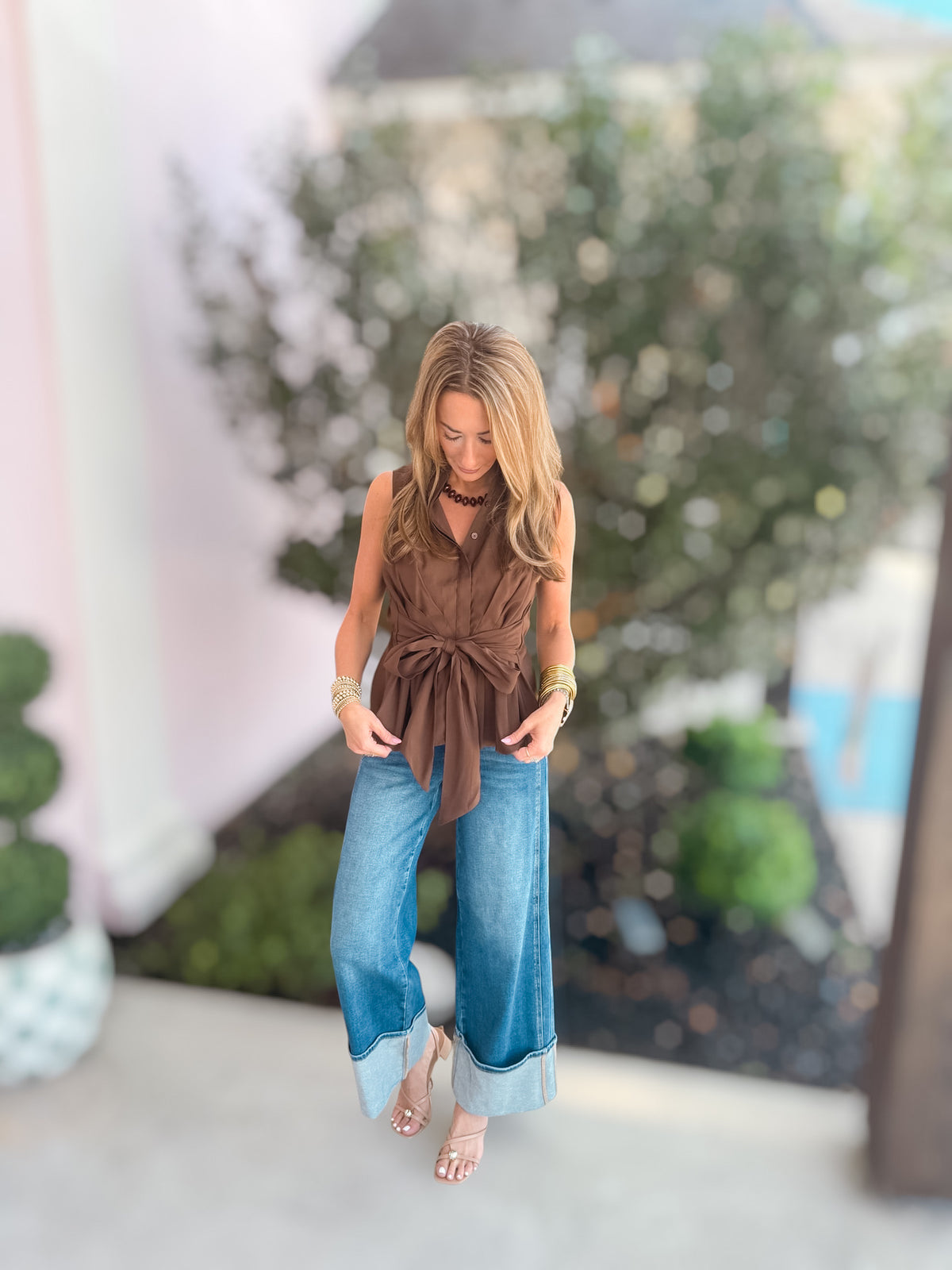 Sweet Chocolate Wrap Blouse
