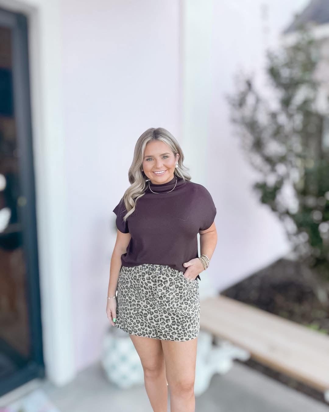 Belted Leo Denim Mini Skirt