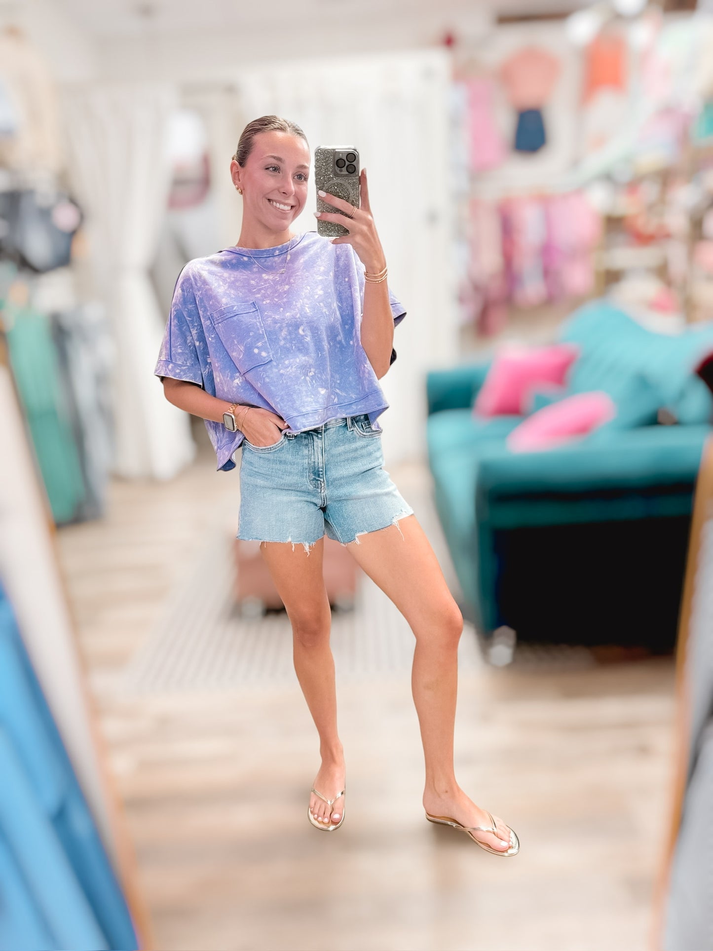 Mineral Blue Oversized Pocket Tee