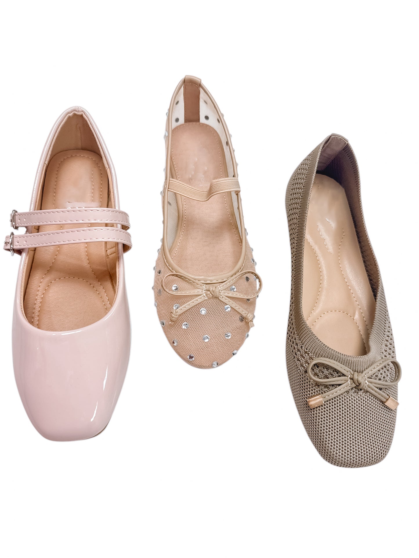 Ribbon Sheer Mesh Beige Mary Jane Flats