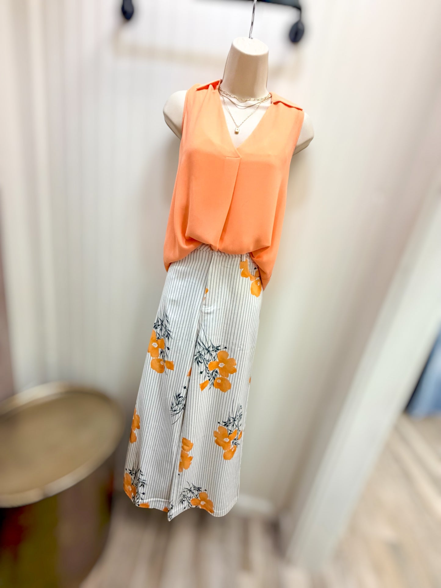 Peach Bellini Satin Blouse