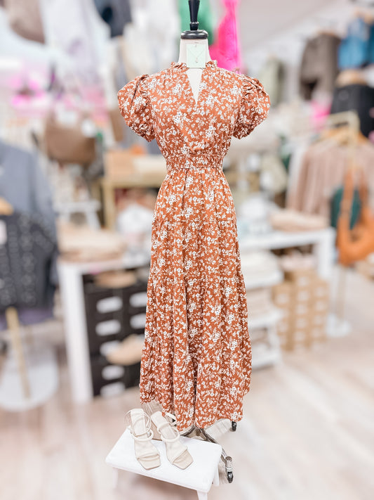 Chestnut Floral Maxi Dress