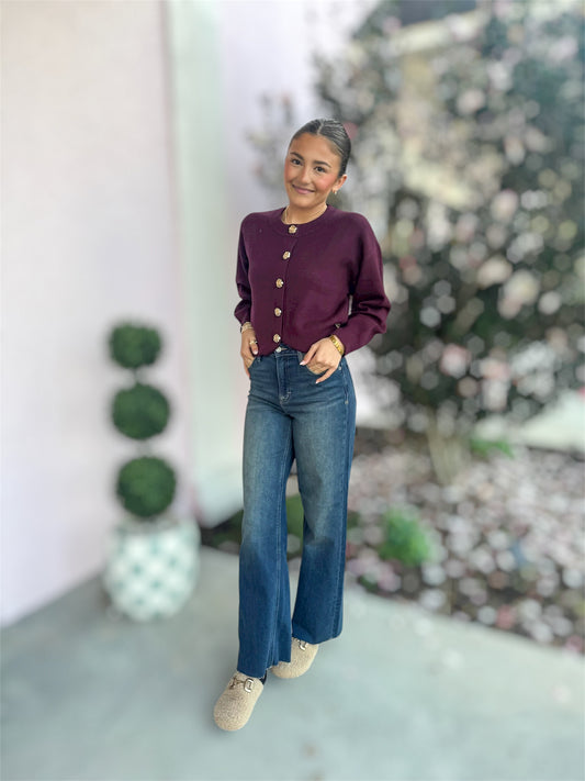 Wine & Dine Rose Cardigan Sweater