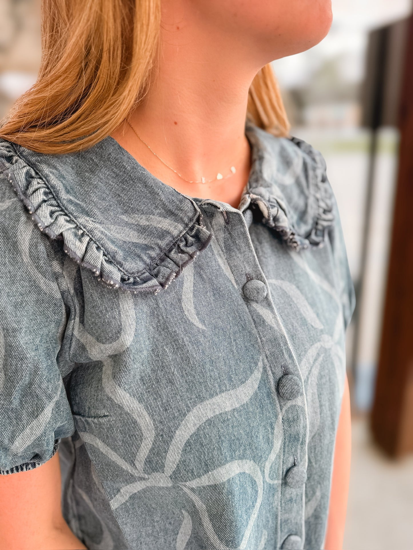 Corina Bow Pattern Denim Dress