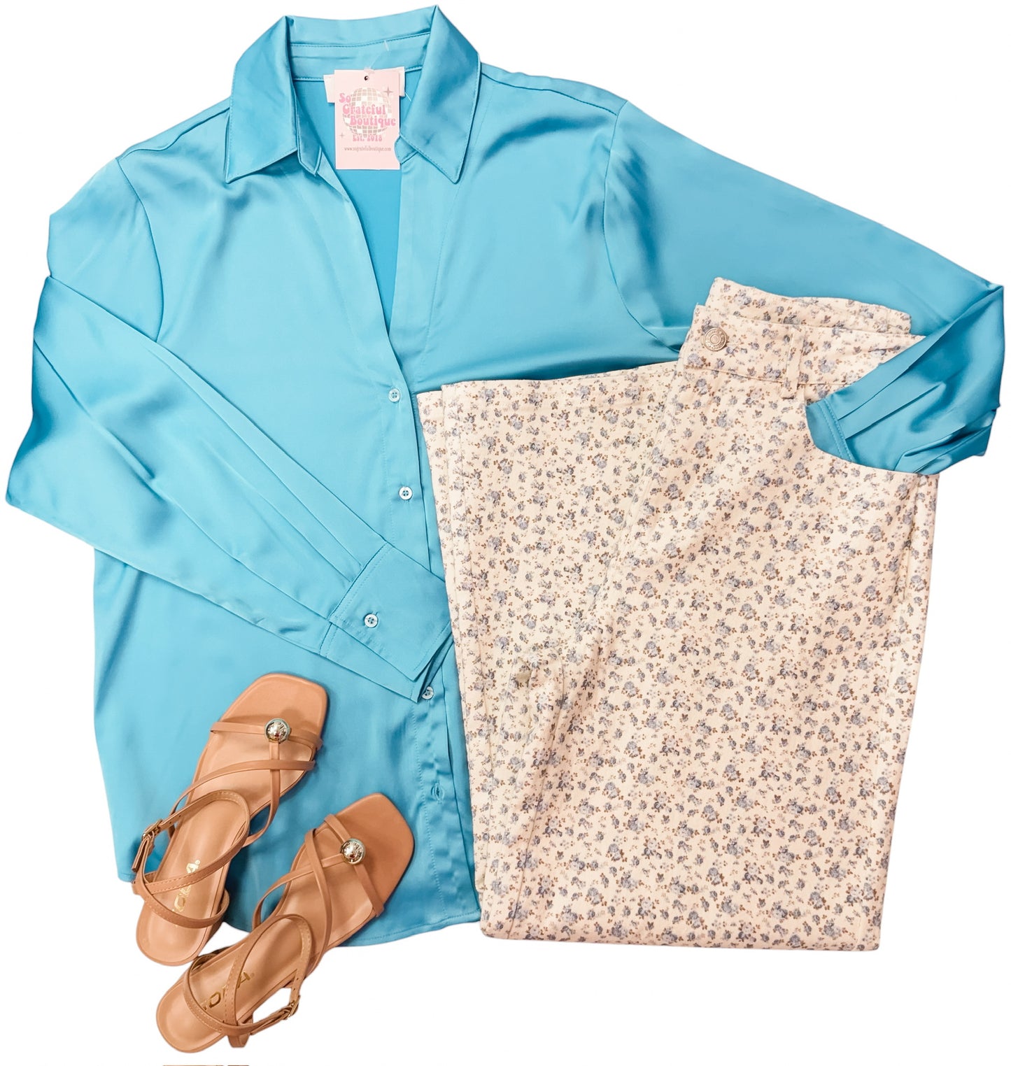 Satin Edit Blue Button Up
