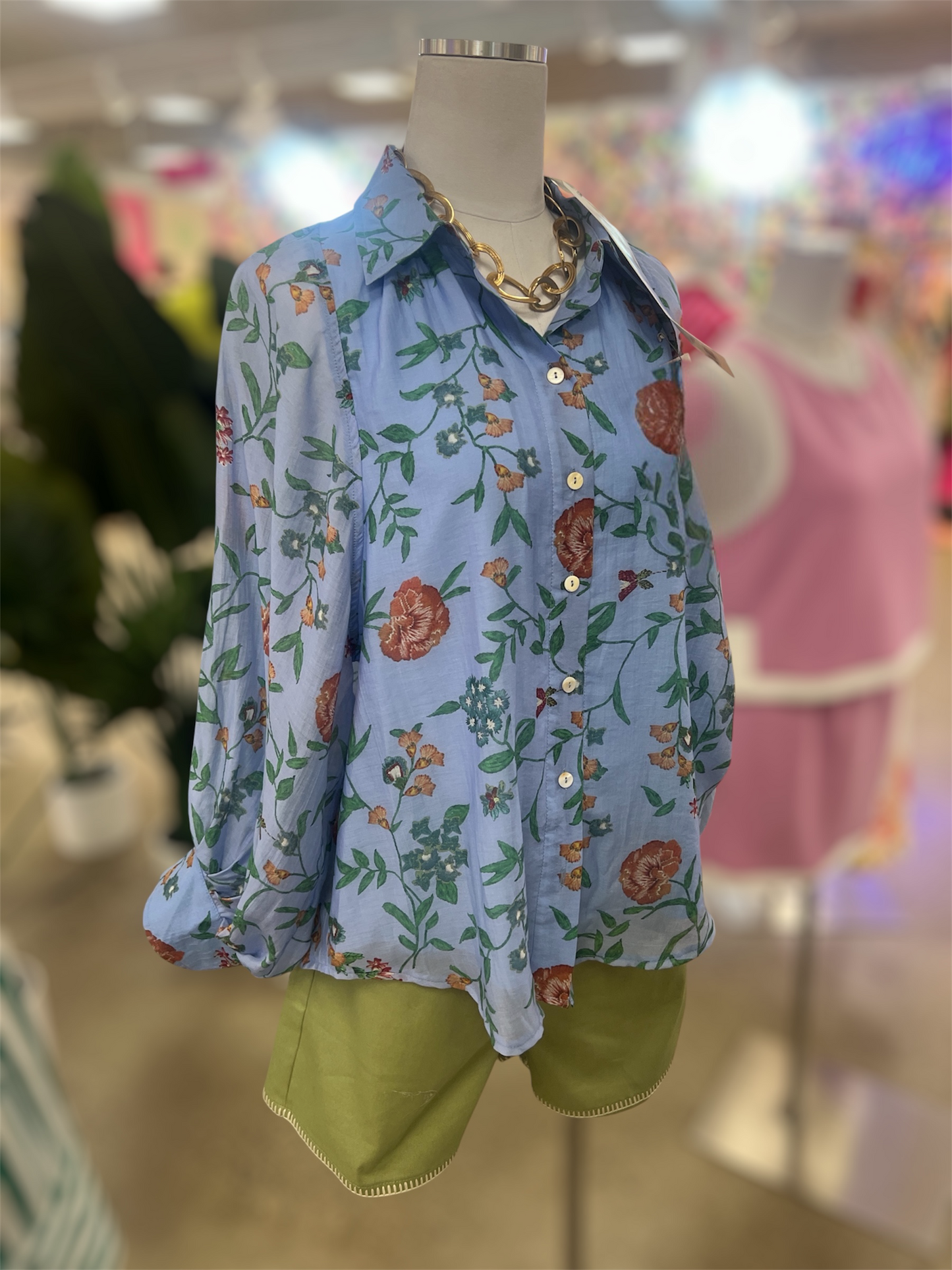 Blue Blooms Floral Long Sleeve Top