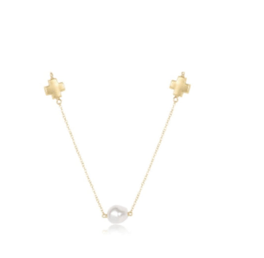15” Choker Signature Cross Admire Simplicity Chain Gold - Pearl
