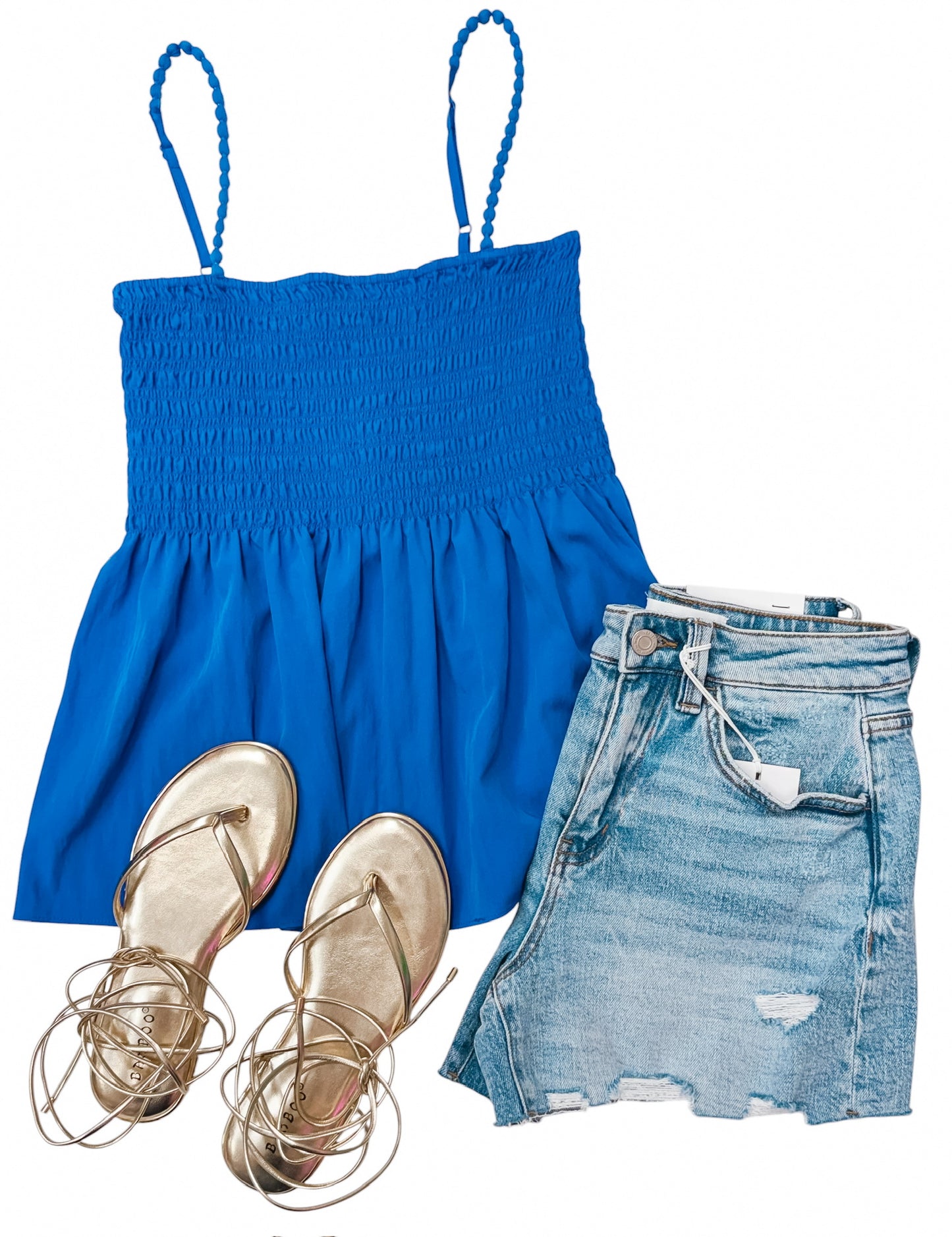 Capri Blue Pom Pom Smocking Blouse