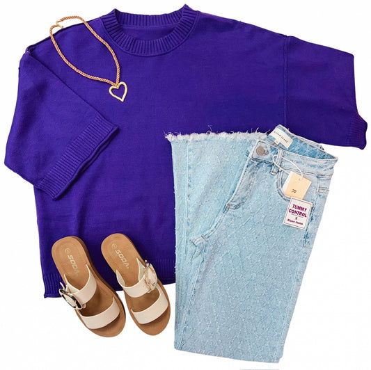 Purple Oversized Short Sleeve Top