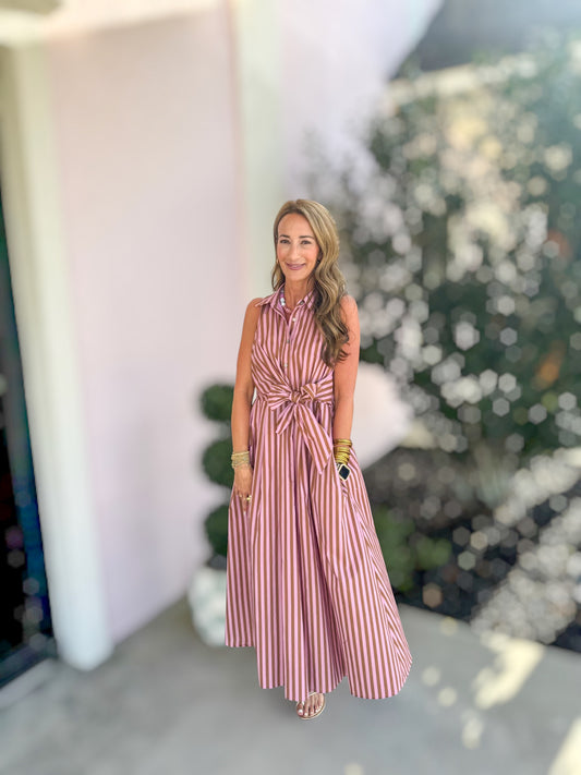 Striped Wrapped For Success Dress
