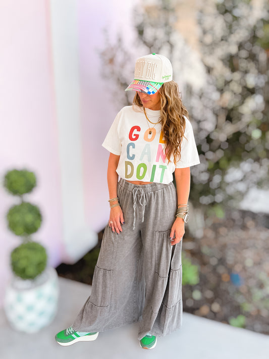 Ash Mocha Mineral Washed Tiered Pants