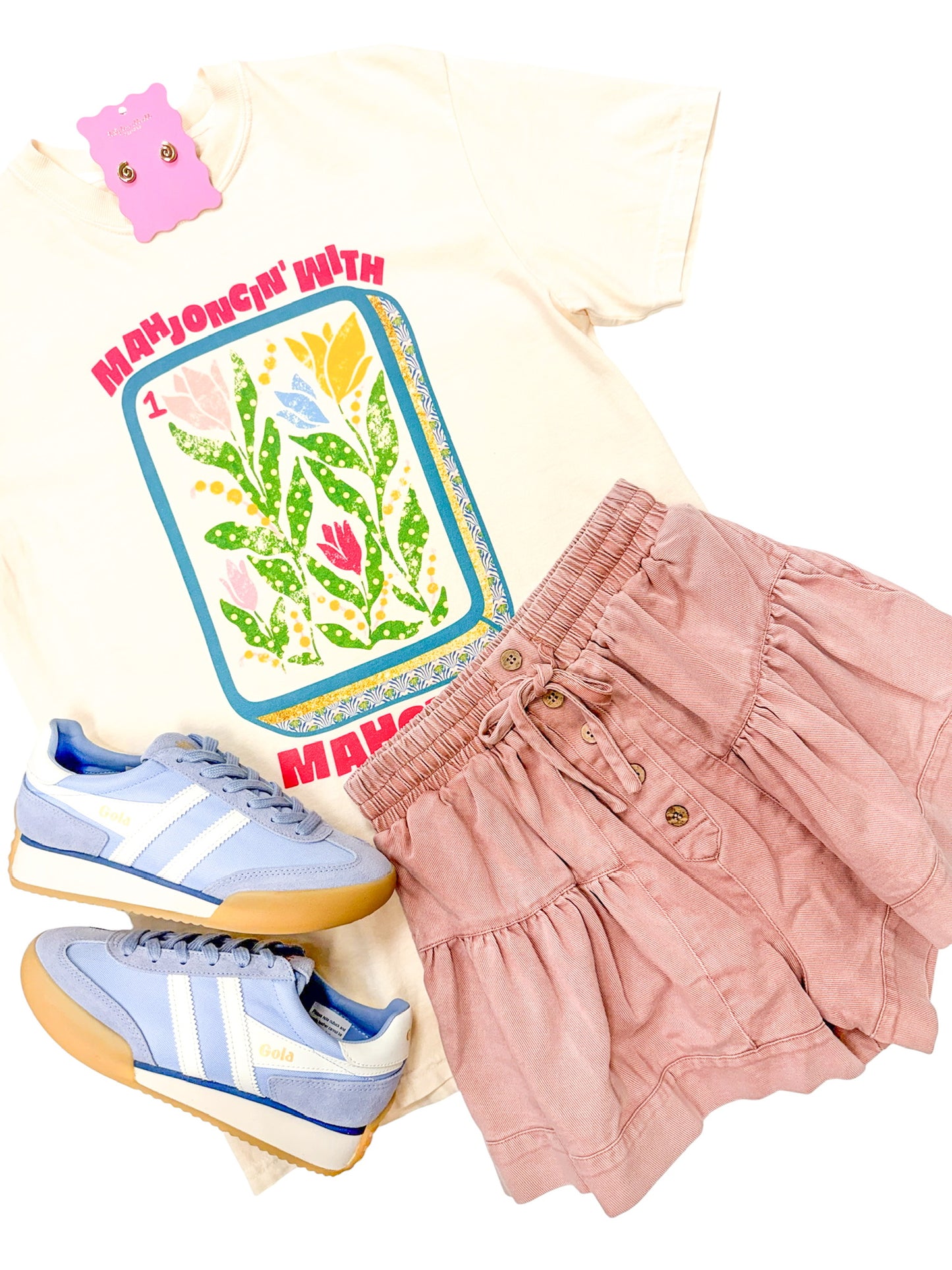 Mauve Denim Tie Skort
