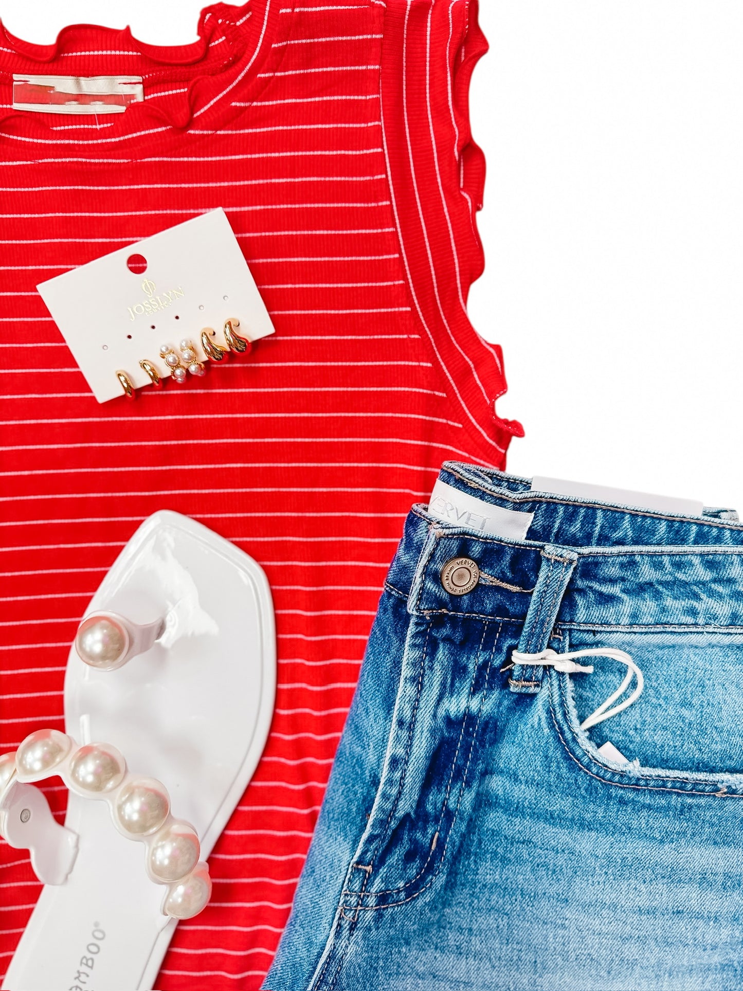 Strike Out Ruffle Trim Sleeveless Top Ruby