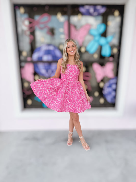 Princess Pink Floral Jacquard Dress