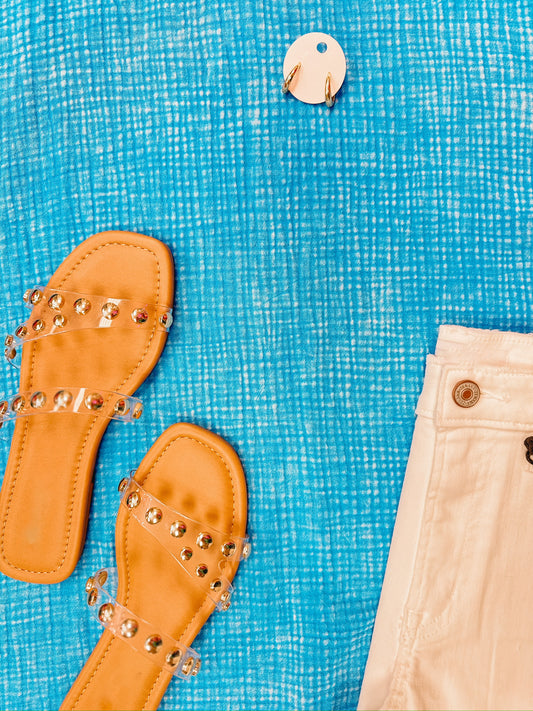 Too Good Gauze Acid Washed SS Top Ocean Blue