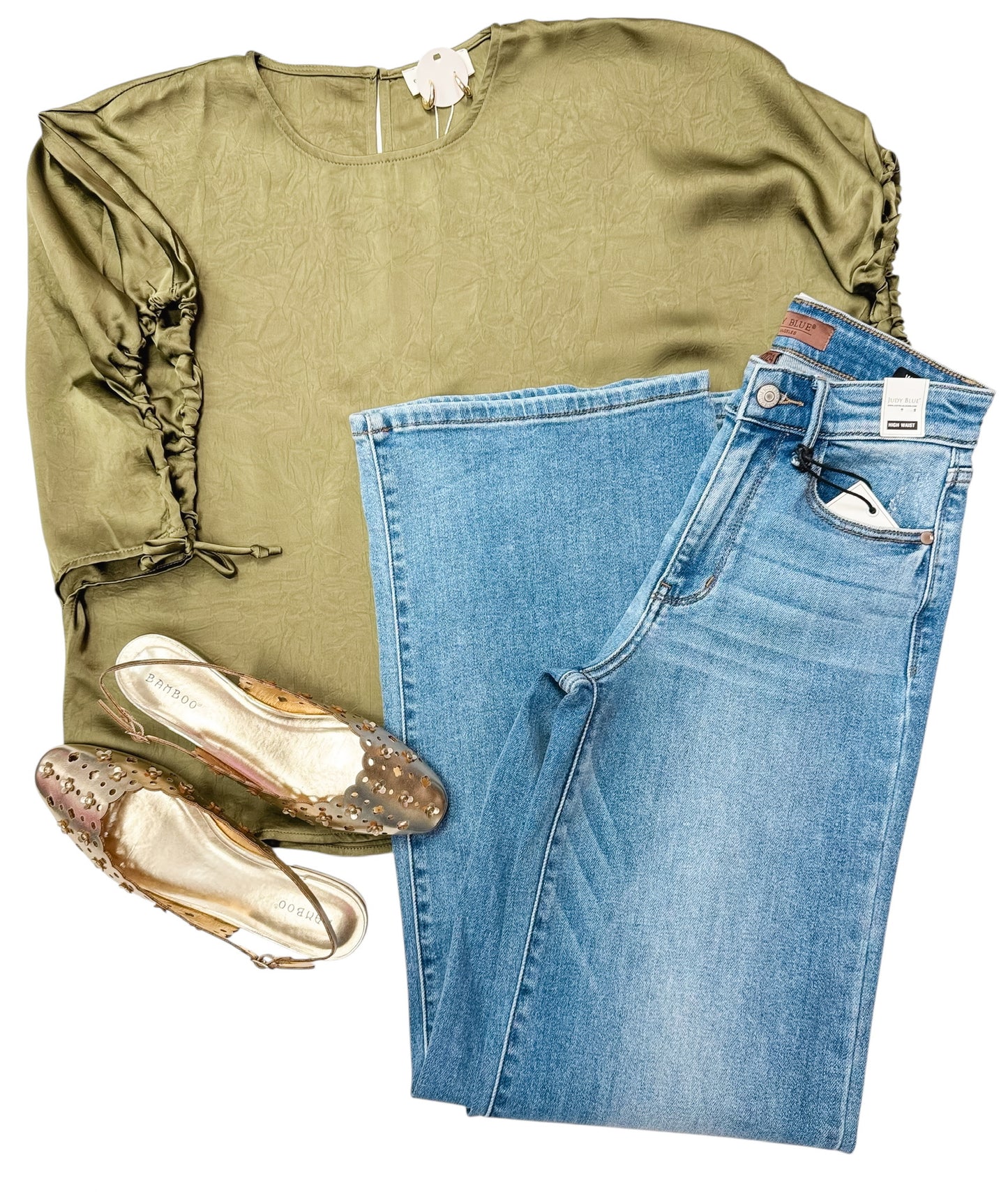 Snitched & Satin Olive Blouse