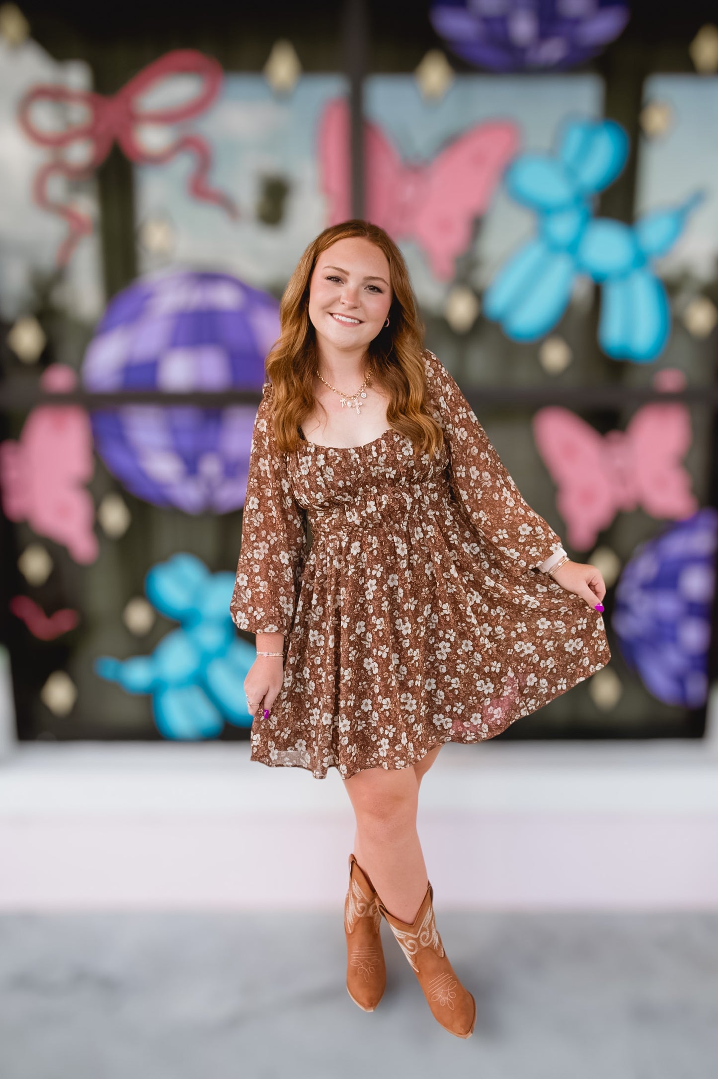 Fall For You Brown Floral Dress