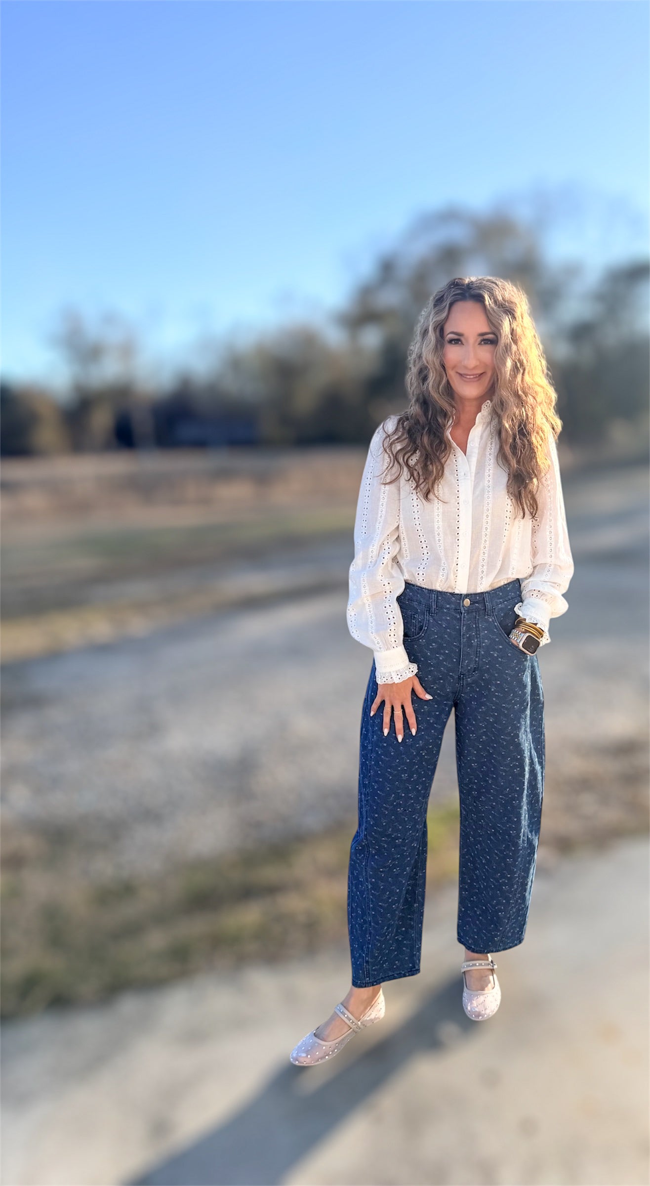 Pink Posey Dark Denim Barrel Jeans