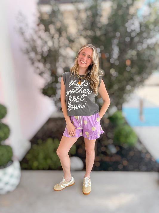 Gameday Ruffle Hem Polka Dot Shorts