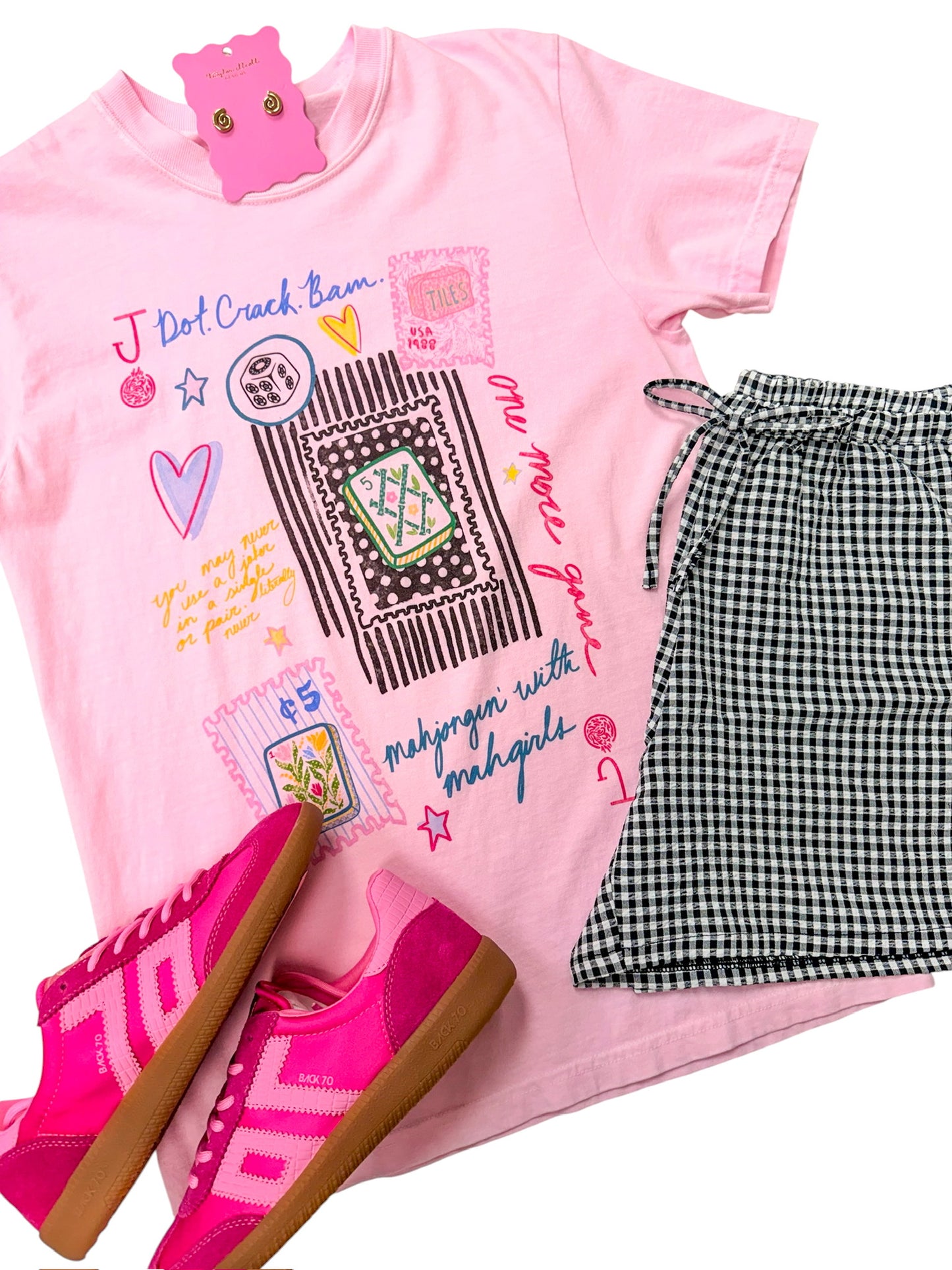 Black Gingham Drawstring Shorts