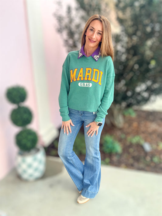 MARDI GRAS GLITTER MINERAL GRAPHIC Crewneck