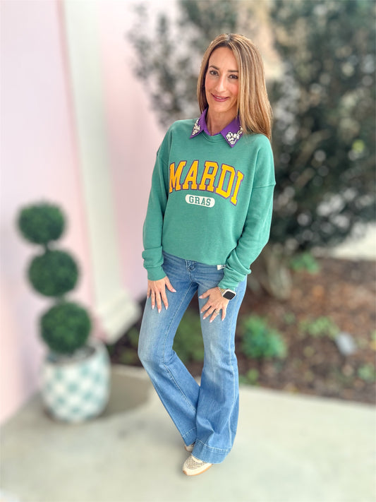 MARDI GRAS GLITTER MINERAL GRAPHIC Crewneck
