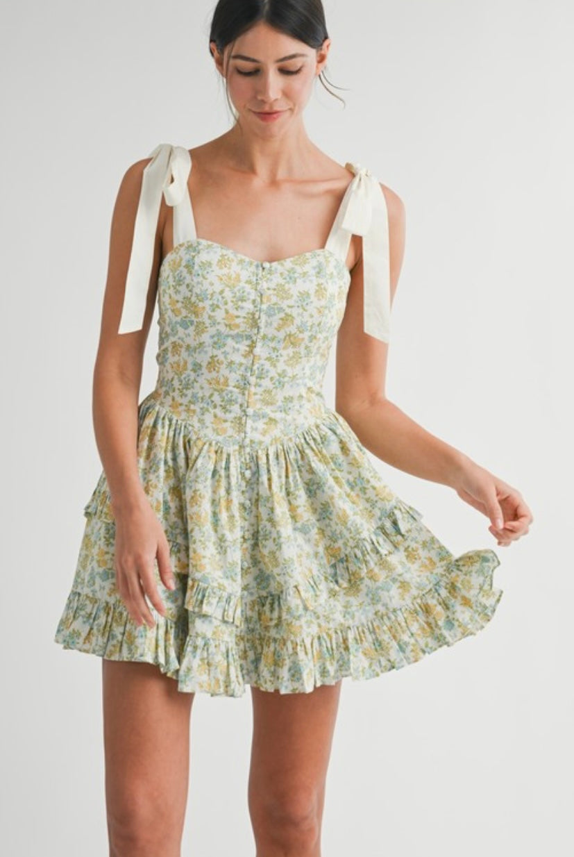 Lime Into Summer Tiered Mini Dress