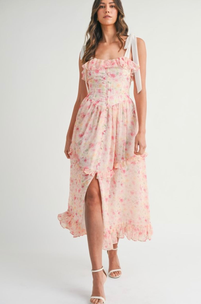 Sweet & Sunny Floral Printed Midi Dress