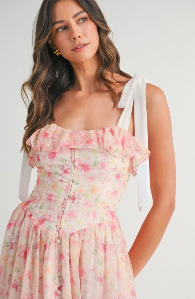 Sweet & Sunny Floral Printed Midi Dress