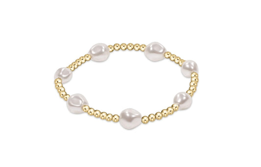 Admire Gold 3mm Bead Bracelet - Pearl