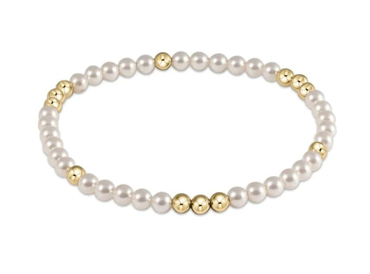 Worthy Pattern 3mm Bead Bracelet - Pearl