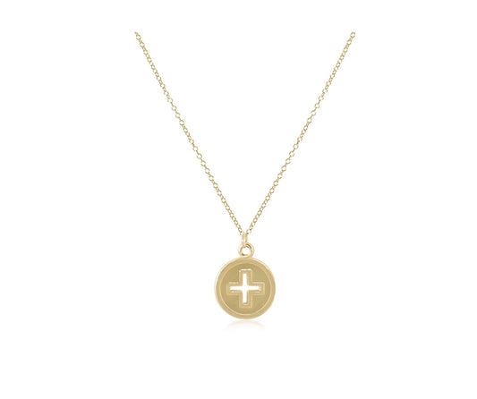 16” Necklace Gold - Signature Cross Gold Disc