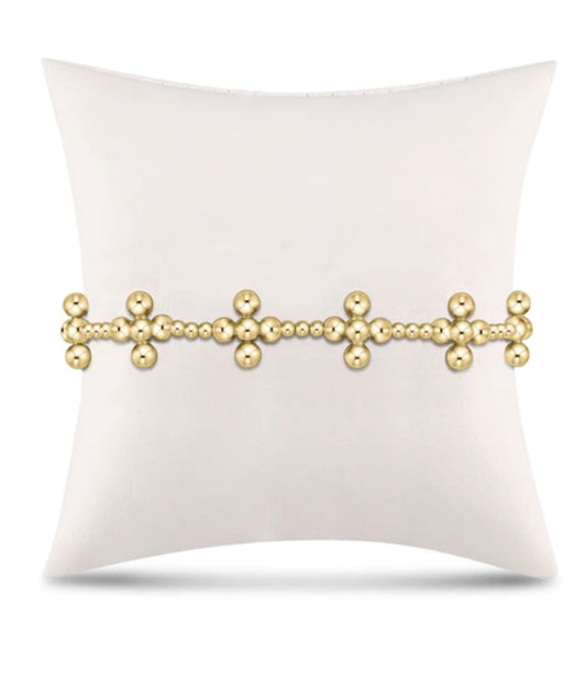 Signature Cross Sincerity Pattern 2.5mm bead bracelet classic beaded signature cross gold 4mm bead gold