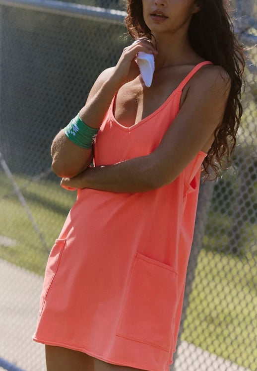 Hot Shot Mini Dress Neon Coral