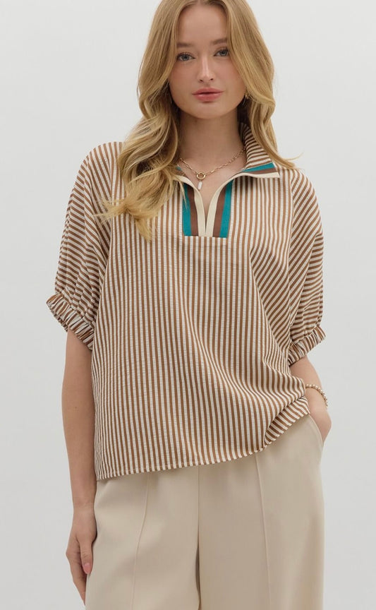 Preppy Stripped Caramel Top