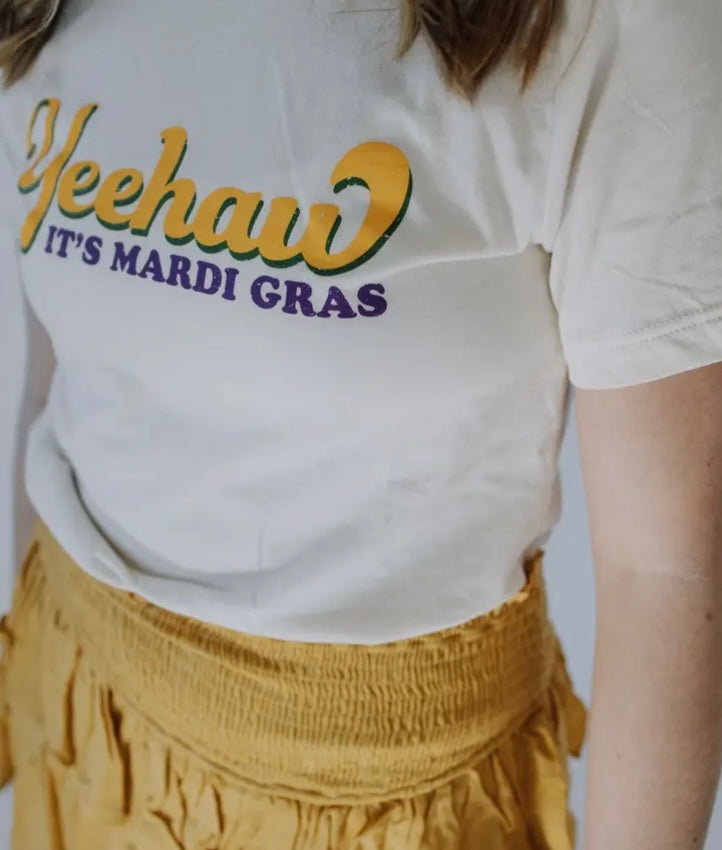 Yeehaw It’s Mardi Gras Natural Graphic Tee