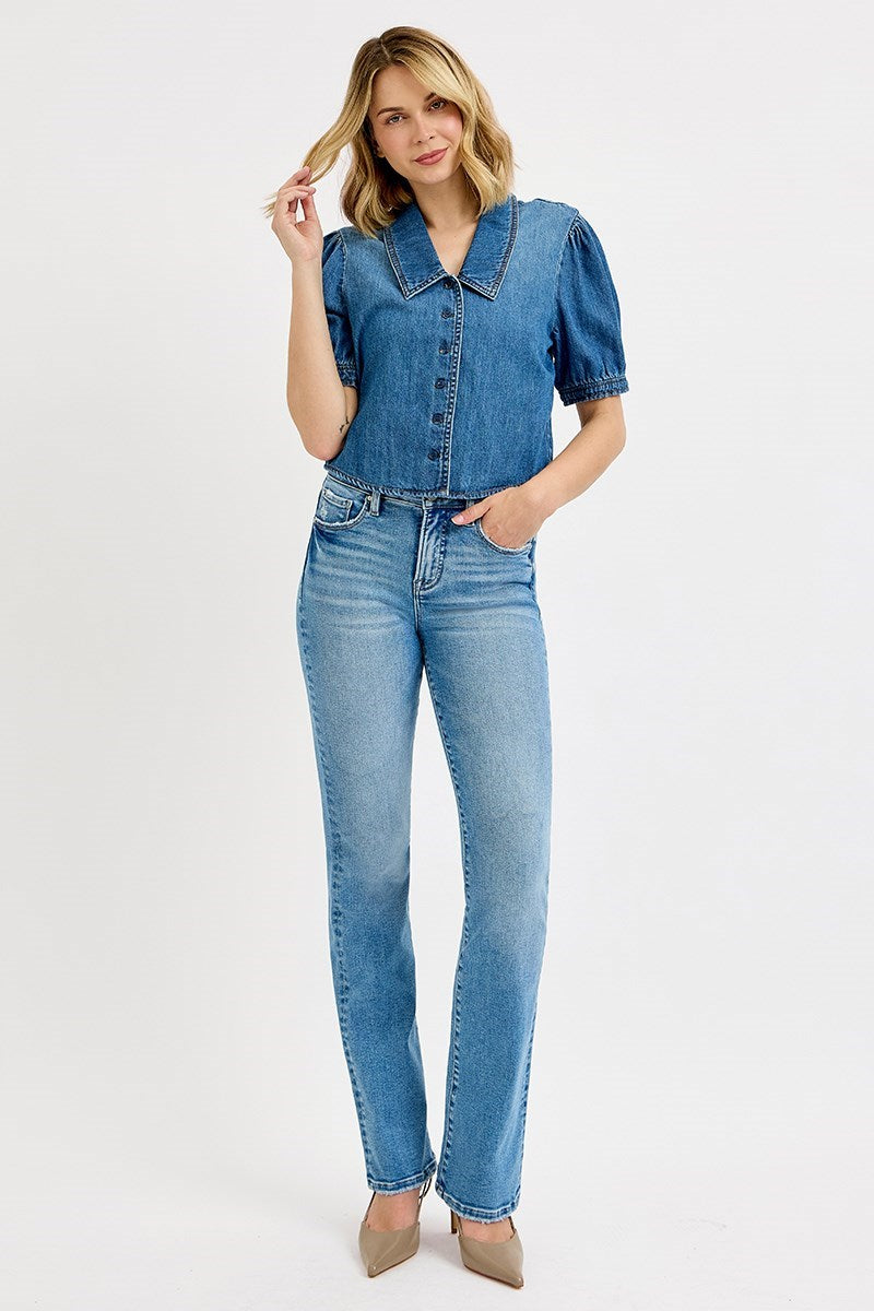 June High Rise Straight Leg Jeans