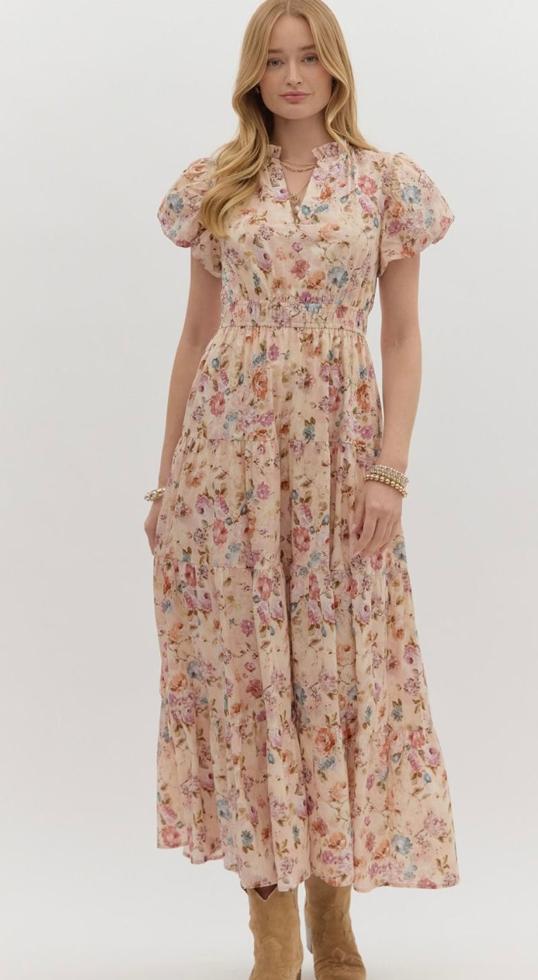 Fall In Love Fall Blossom Maxi Dress Ecru